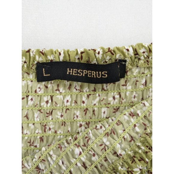 Hesperus Smocked Bodycon Dress Women Size L Floral Drop Waist Cottagecore Fairy - Picture 7 of 9